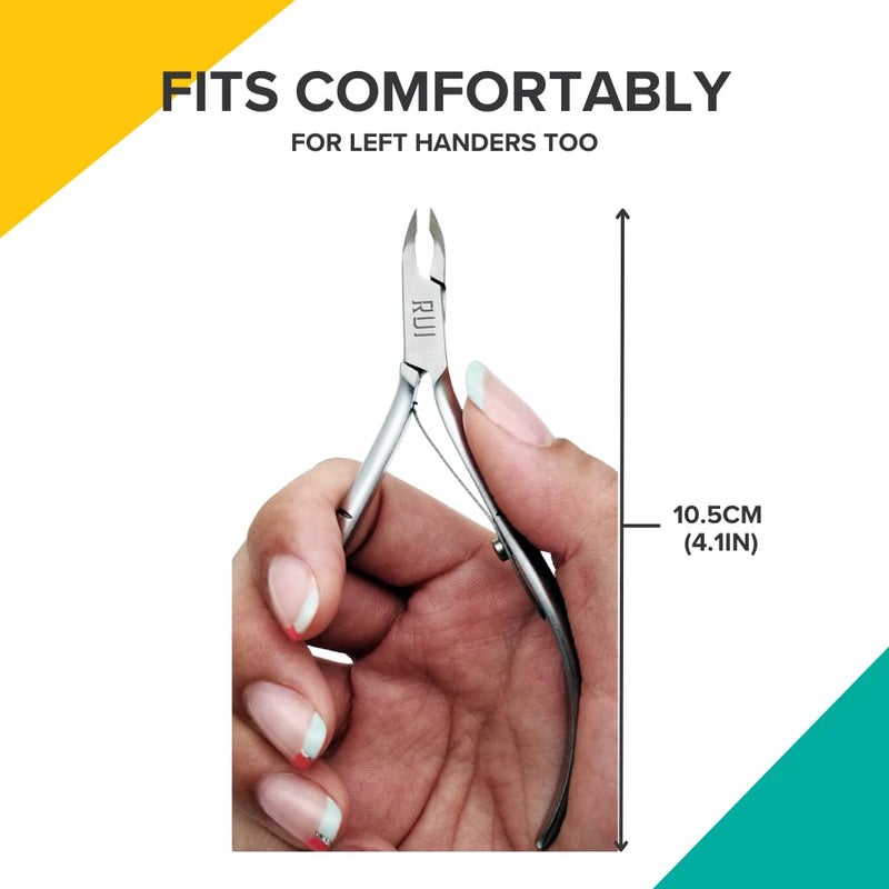 Rui Smiths Carbon Steel Cuticle Nippers - Professional Carbon Steel French Handle - 6mm Jaw, Single Spring - Image 4